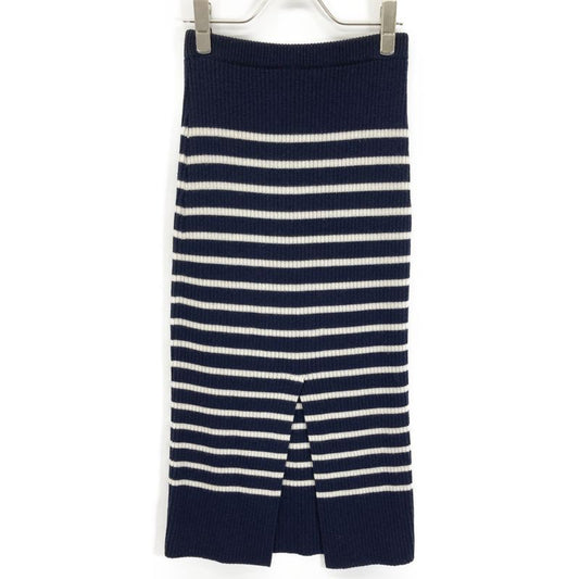 Christian DIOR Navy And White Striped Knit Skirt 38