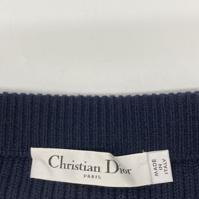 Christian DIOR Navy And White Striped Knit Skirt 38