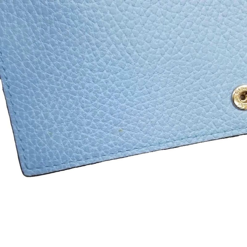 Gucci 466506 Interlocking G Leather Chain Shoulder Bag Wallet Bag Blue