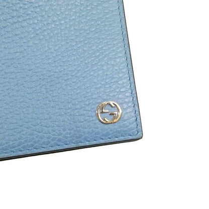 Gucci 466506 Interlocking G Leather Chain Shoulder Bag Wallet Bag Blue