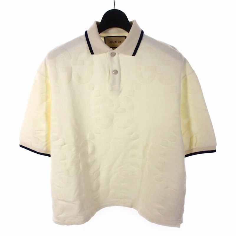 Gucci GG Logo Polo Shirt Short Sleeves S White 768508 Xjf5s