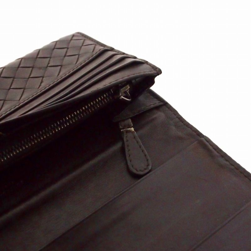 Bottega Veneta Intrecciato Folded Long Wallet With Zipper Removal Brown