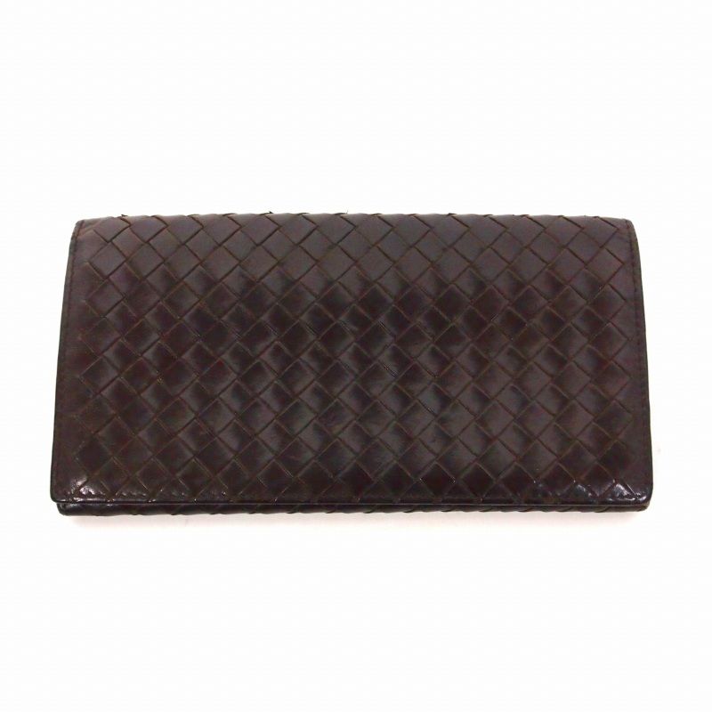Bottega Veneta Intrecciato Folded Long Wallet With Zipper Removal Brown