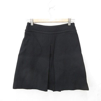 Gucci Skirt Flared Skirt Mini Length Pleated Wool Black 42 AA