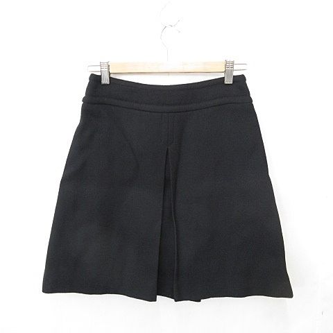 Gucci Skirt Flared Skirt Mini Length Pleated Wool Black 42 AA