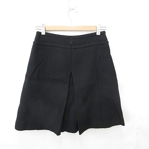 Gucci Skirt Flared Skirt Mini Length Pleated Wool Black 42 AA