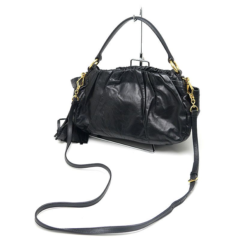 Prada 2WAY Handbag Bn1647 Leather Black One Shoulder