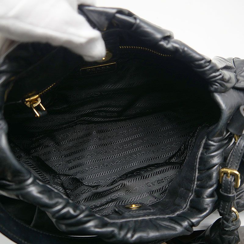 Prada 2WAY Handbag Bn1647 Leather Black One Shoulder