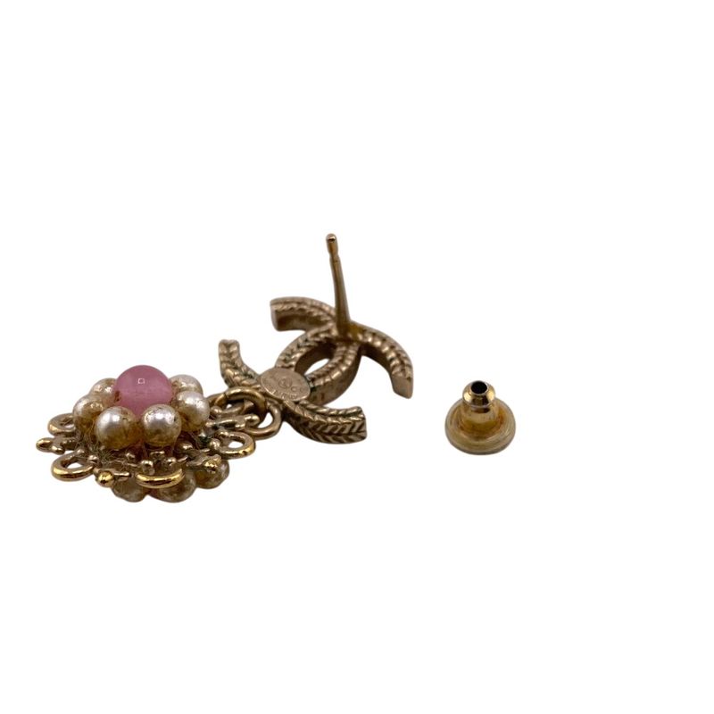 Chanel B16C Coco Mark Flower Earrings Brand Jewelry Accessories Gold Ladies
