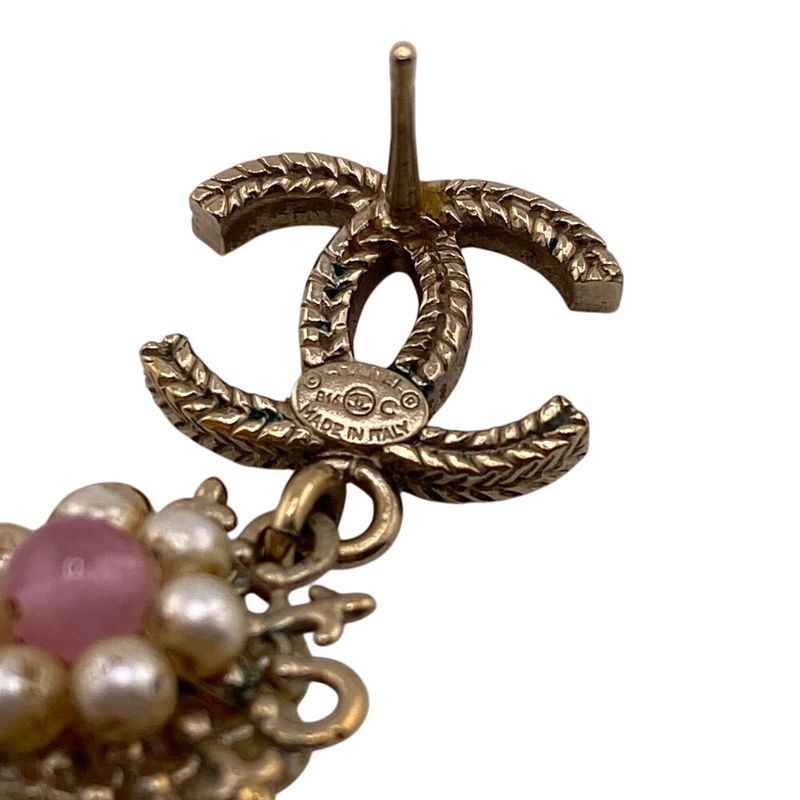 Chanel B16C Coco Mark Flower Earrings Brand Jewelry Accessories Gold Ladies