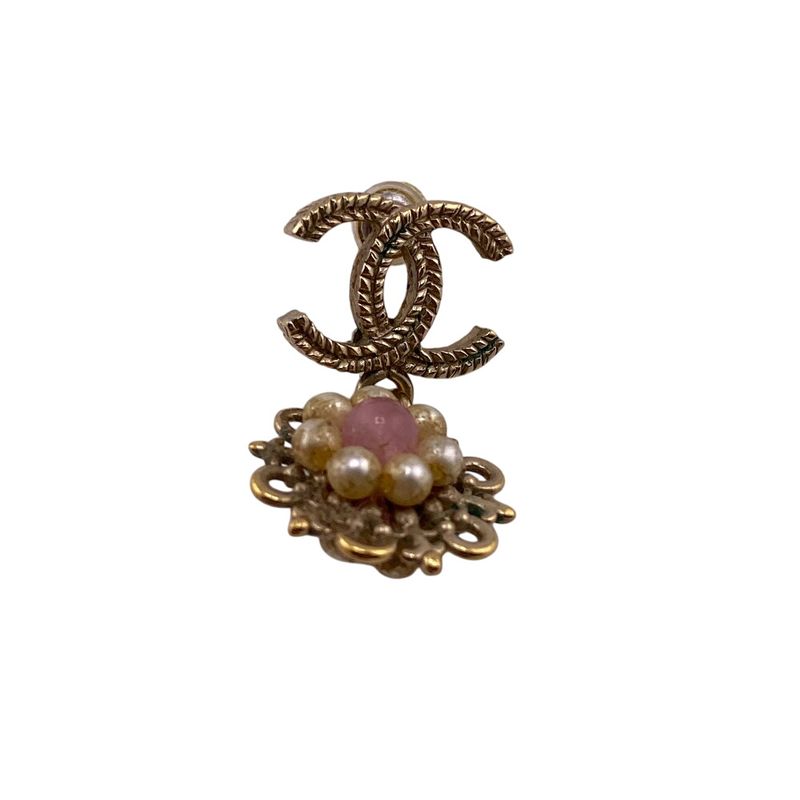 Chanel B16C Coco Mark Flower Earrings Brand Jewelry Accessories Gold Ladies