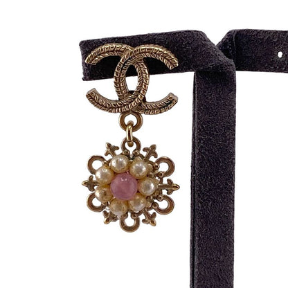 Chanel B16C Coco Mark Flower Earrings Brand Jewelry Accessories Gold Ladies