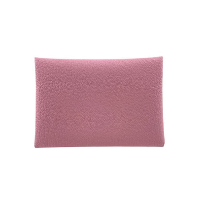 Hermes W Calvi Duo Silver Hardware Coin Case Wallet Branded Coin Purse Pink
