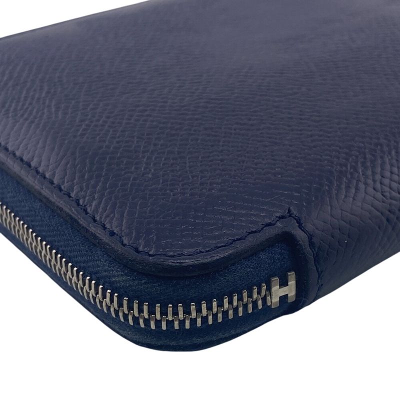 Hermes Azap Long Silk Inn Round Zipper Long Wallet Branded Card Holder Coin