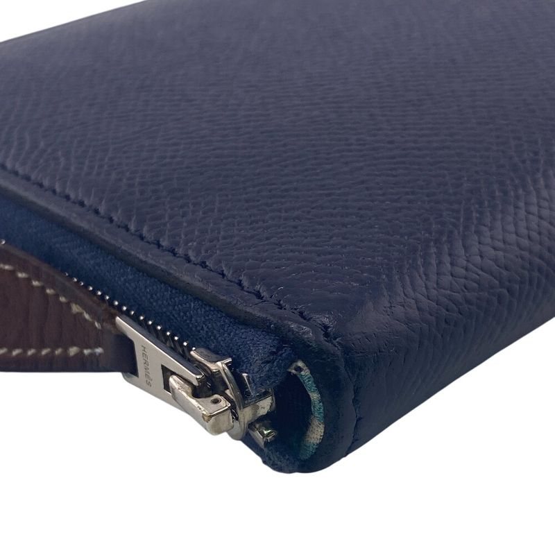 Hermes Azap Long Silk Inn Round Zipper Long Wallet Branded Card Holder Coin