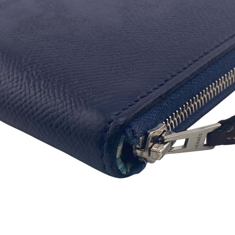 Hermes Azap Long Silk Inn Round Zipper Long Wallet Branded Card Holder Coin