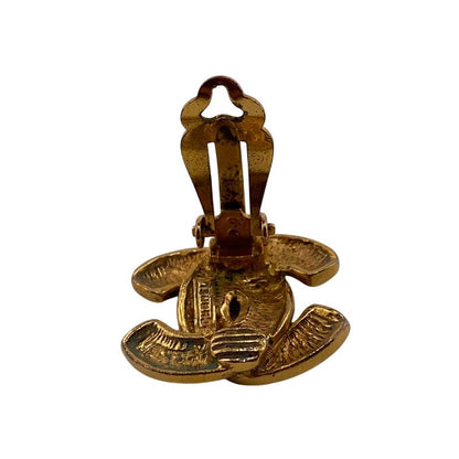 Chanel Binaural Matelasse Coco Mark Earrings Branded Accessories Jewelry Gold