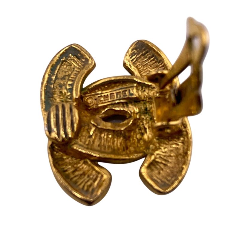 Chanel Binaural Matelasse Coco Mark Earrings Branded Accessories Jewelry Gold