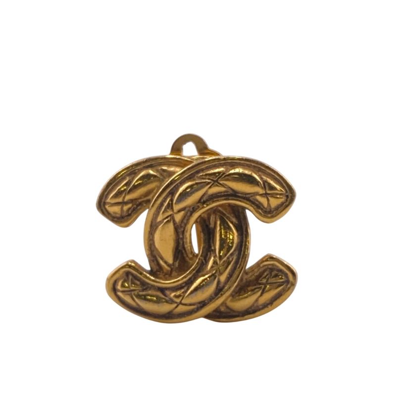Chanel Binaural Matelasse Coco Mark Earrings Branded Accessories Jewelry Gold