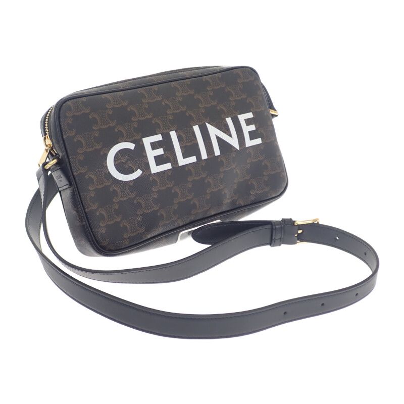 Celine Medium Messenger 194502cim.38og Shoulder Bag PVC Black Gold Hardware