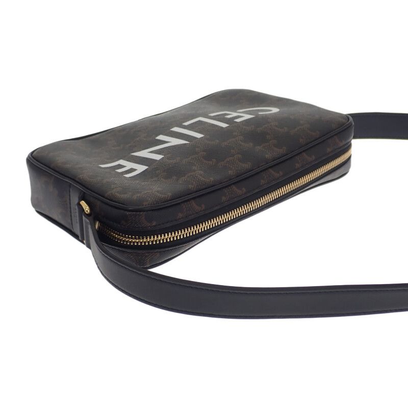 Celine Medium Messenger 194502cim.38og Shoulder Bag PVC Black Gold Hardware