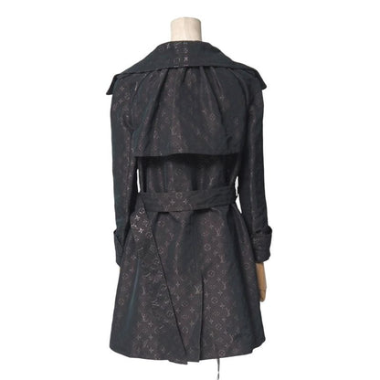 Louis Vuitton Trench Coat Size 38 Monogram Satin Logo Allover Belted Double