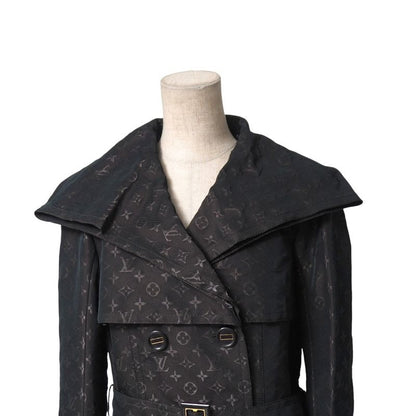 Louis Vuitton Trench Coat Size 38 Monogram Satin Logo Allover Belted Double