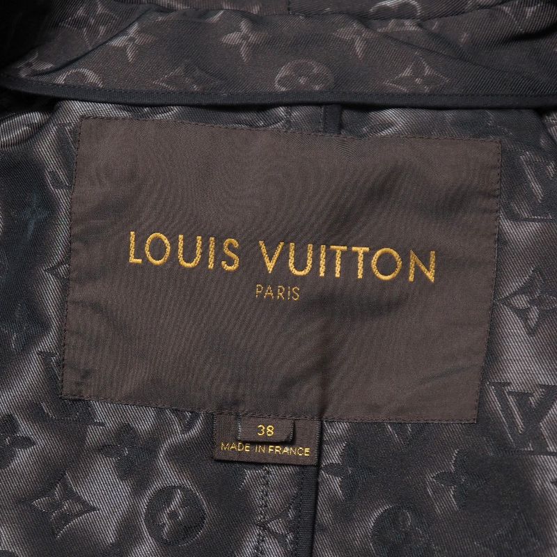 Louis Vuitton Trench Coat Size 38 Monogram Satin Logo Allover Belted Double