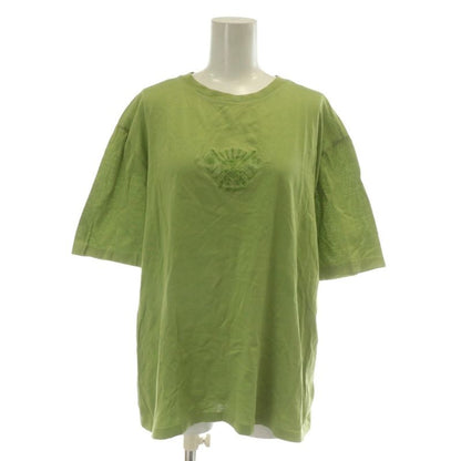Hermes T-shirt Cut And Sewn Short Sleeves Crew Neck Logo Embroidery L Green XZ