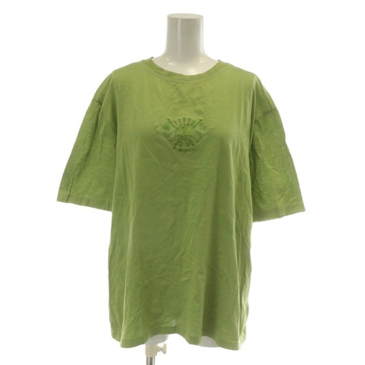 Hermes T-shirt Cut And Sewn Short Sleeves Crew Neck Logo Embroidery L Green XZ
