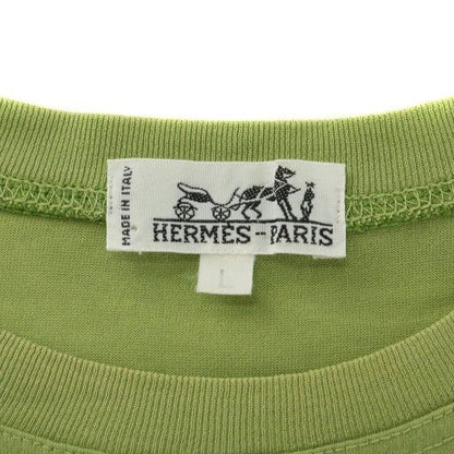 Hermes T-shirt Cut And Sewn Short Sleeves Crew Neck Logo Embroidery L Green XZ