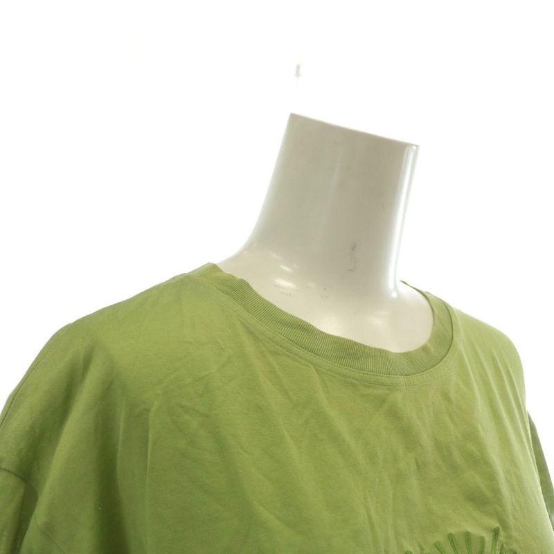 Hermes T-shirt Cut And Sewn Short Sleeves Crew Neck Logo Embroidery L Green XZ