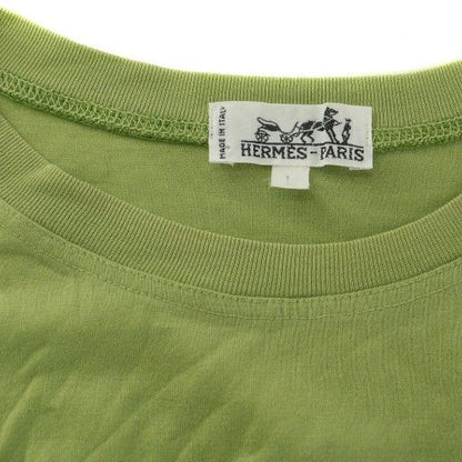 Hermes T-shirt Cut And Sewn Short Sleeves Crew Neck Logo Embroidery L Green XZ