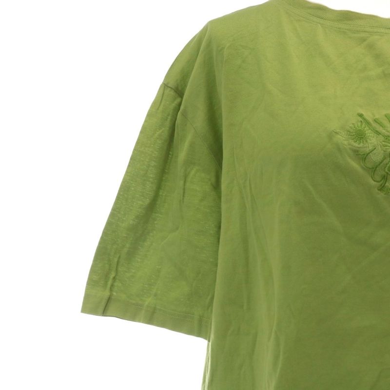 Hermes T-shirt Cut And Sewn Short Sleeves Crew Neck Logo Embroidery L Green XZ