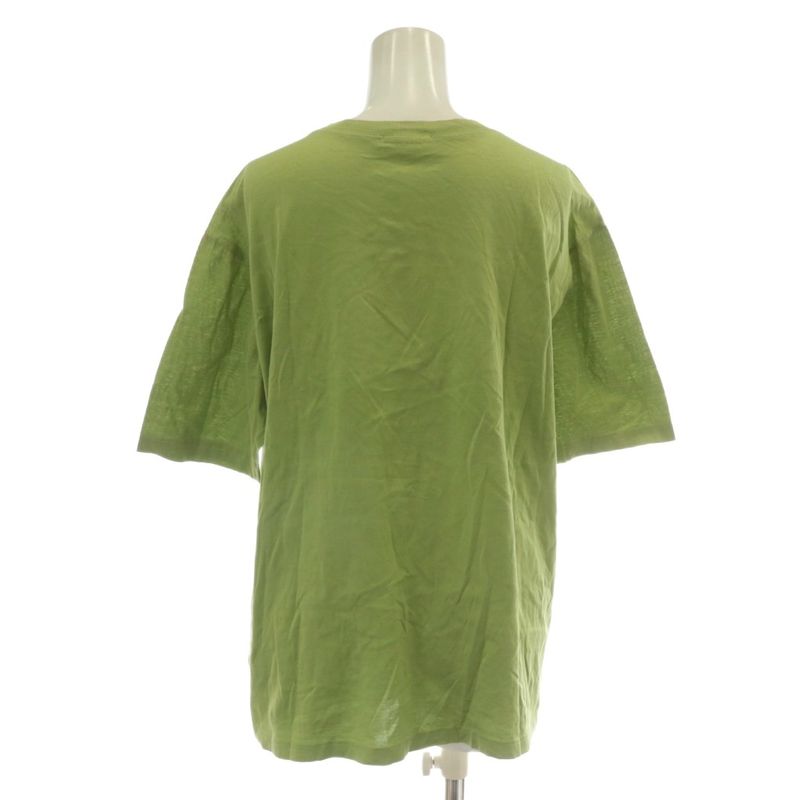 Hermes T-shirt Cut And Sewn Short Sleeves Crew Neck Logo Embroidery L Green XZ