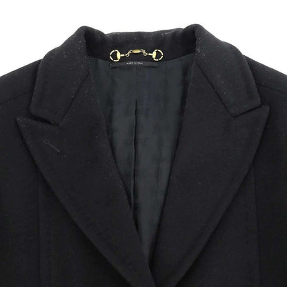 Gucci Horsebit Wool Long Coat 204897 Zs828 Black 38