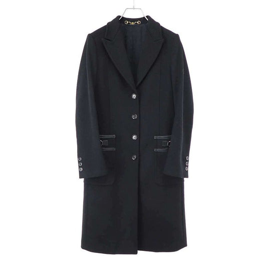 Gucci Horsebit Wool Long Coat 204897 Zs828 Black 38