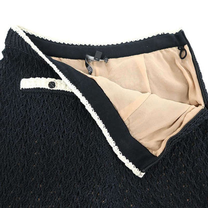 Chanel 2022 Resort Cotton Silk Low Gauge Knit Pants P7201k10363 Black White 38