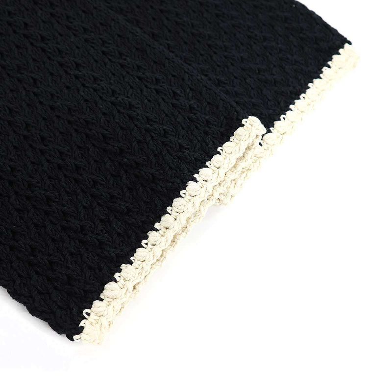 Chanel 2022 Resort Cotton Silk Low Gauge Knit Pants P7201k10363 Black White 38