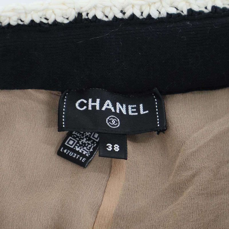 Chanel 2022 Resort Cotton Silk Low Gauge Knit Pants P7201k10363 Black White 38