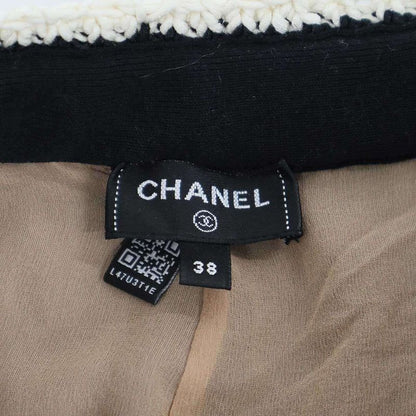 Chanel 2022 Resort Cotton Silk Low Gauge Knit Pants P7201k10363 Black White 38