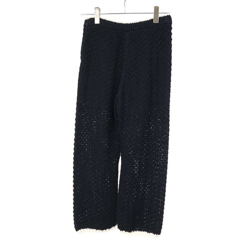 Chanel 2022 Resort Cotton Silk Low Gauge Knit Pants P7201k10363 Black White 38