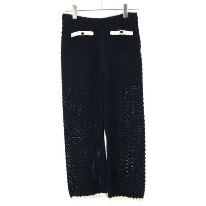 Chanel 2022 Resort Cotton Silk Low Gauge Knit Pants P7201k10363 Black White 38