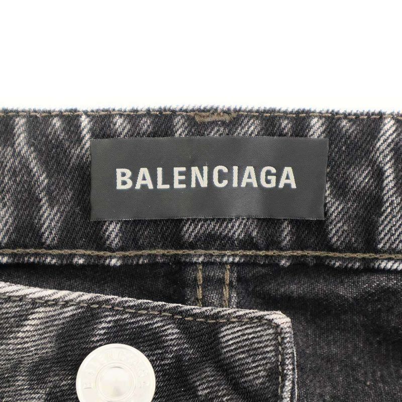Balenciaga Mermaid Damaged Denim Skirt 719298 Tbp47 Black 36