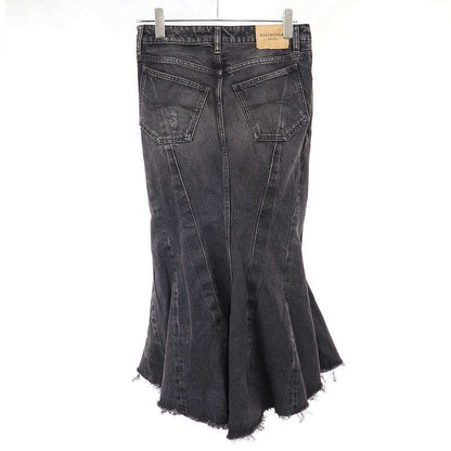 Balenciaga Mermaid Damaged Denim Skirt 719298 Tbp47 Black 36