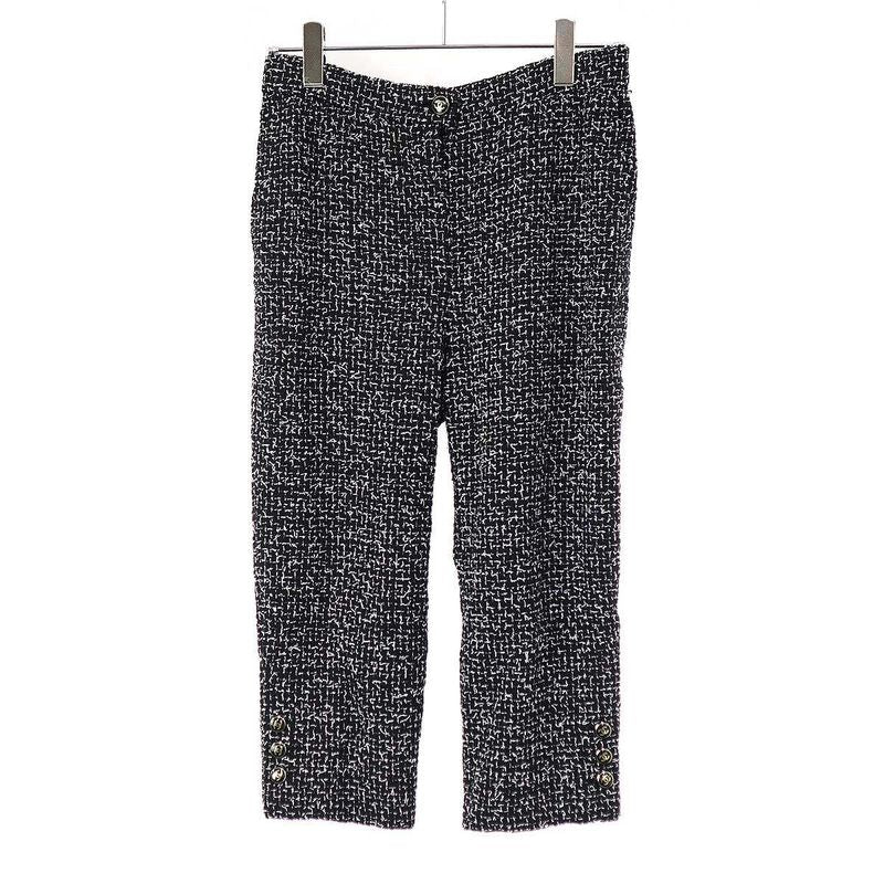Chanel Cropped Tweed Trouser Pants P74432v65925 Black 38
