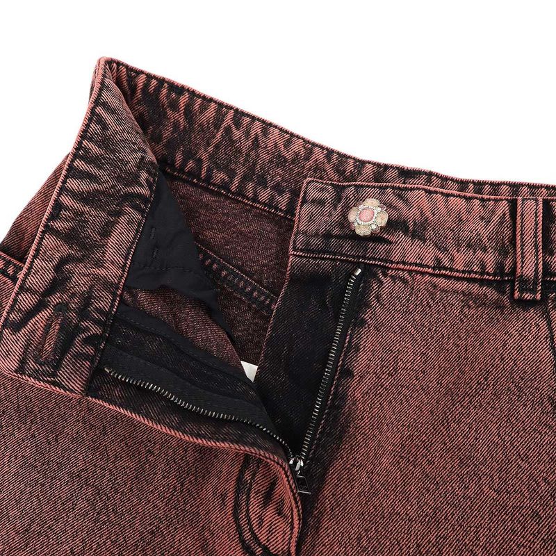 Chanel Flower Bijoux Button Washed Denim Shorts P77600v69615 Red 36