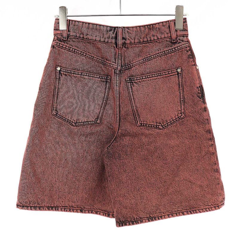 Chanel Flower Bijoux Button Washed Denim Shorts P77600v69615 Red 36