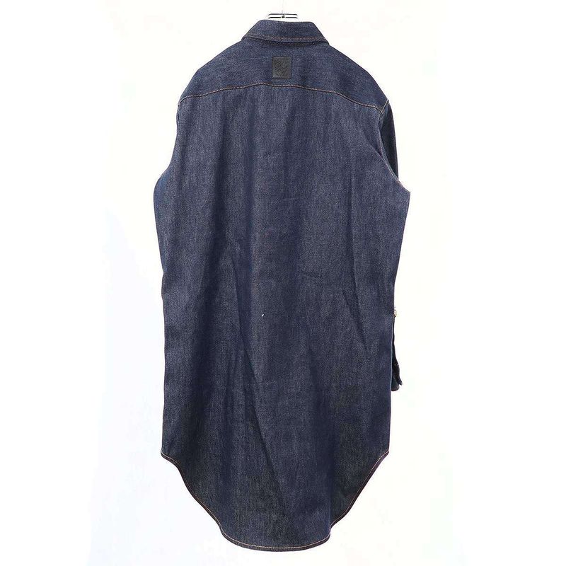 Loewe 24ss Anagram Chain Denim Shirt Dress S359y13x64 Indigo Blue 36