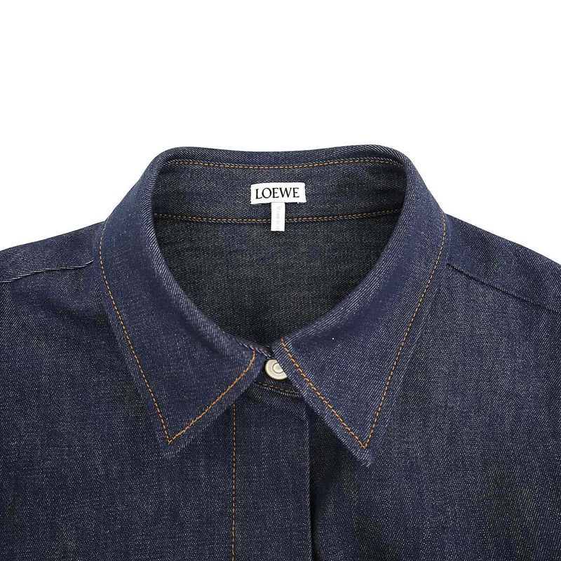 Loewe 24ss Anagram Chain Denim Shirt Dress S359y13x64 Indigo Blue 36